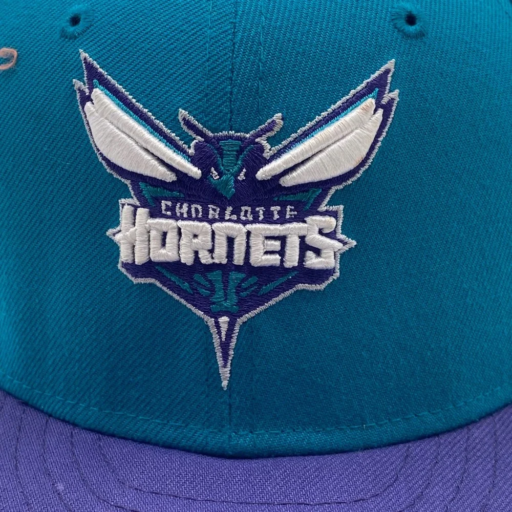 CHARLOTTE HORNETS New Era 9FIFTY Snapback Hat Youth Teal Purple NBA Flat Bill